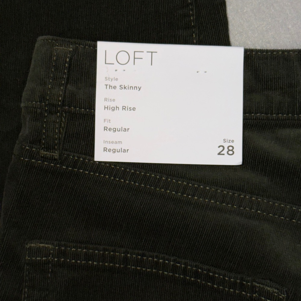 LOFT Corduroy Pants Womens 28/6 Olive Green The Skinny High Rise Stretch NWT - Picture 10 of 16